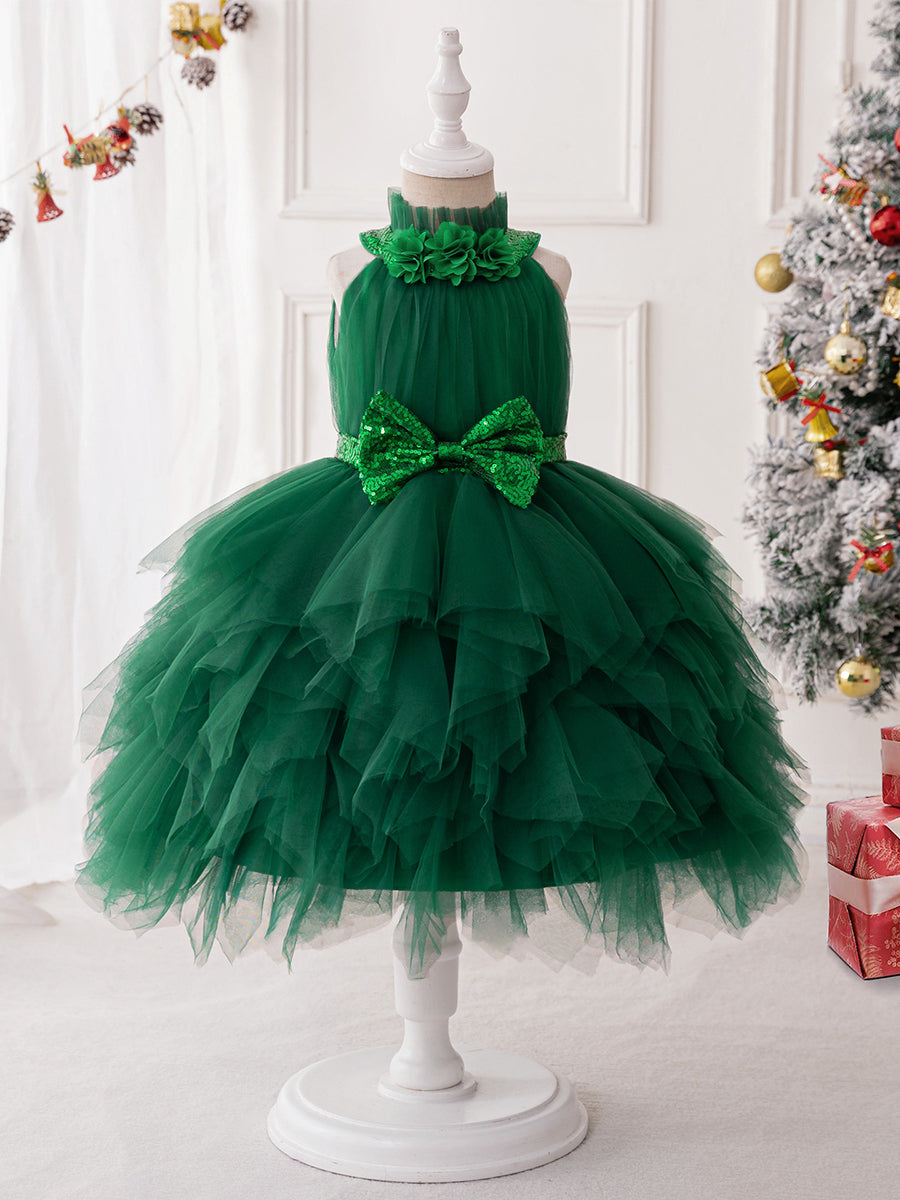 Ball Gown Halter Sleeveless Christmas Dresses for Girls