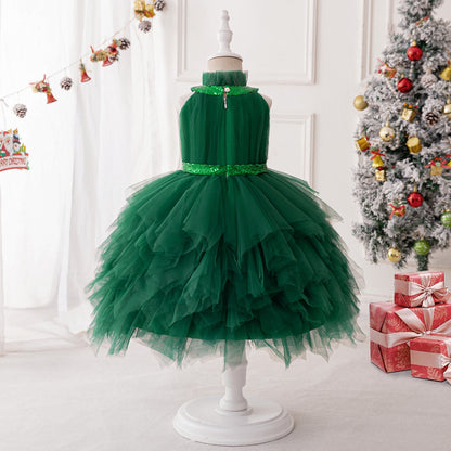 Ball Gown Halter Sleeveless Christmas Dresses for Girls