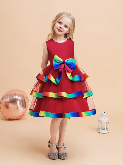 A-Line/Princess Scoop Sleeveless Christmas Dresses for Girls