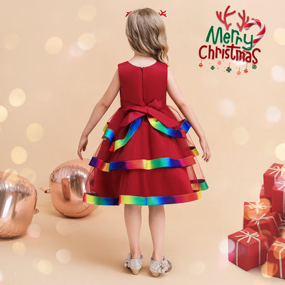 A-Line/Princess Scoop Sleeveless Christmas Dresses for Girls