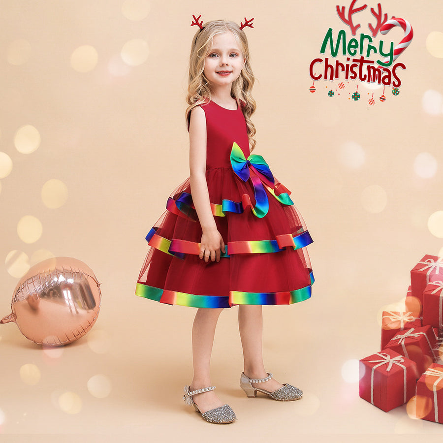 A-Line/Princess Scoop Sleeveless Christmas Dresses for Girls