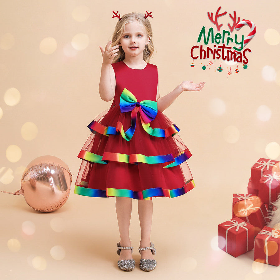 A-Line/Princess Scoop Sleeveless Christmas Dresses for Girls