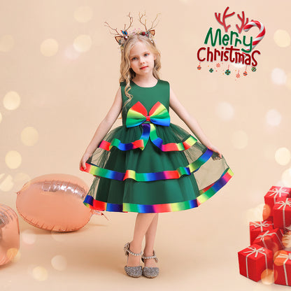 A-Line/Princess Scoop Sleeveless Christmas Dresses for Girls