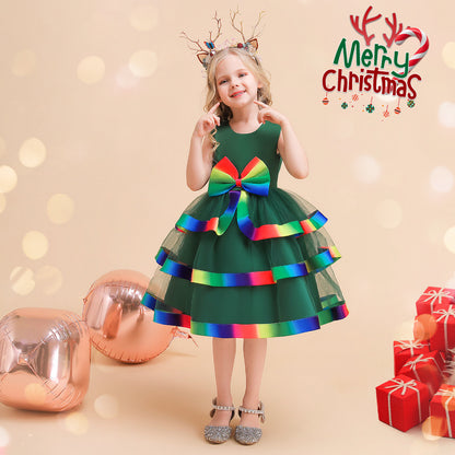 A-Line/Princess Scoop Sleeveless Christmas Dresses for Girls