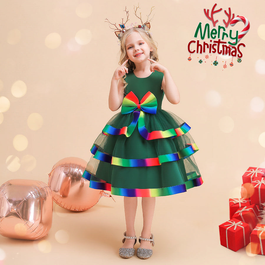 A-Line/Princess Scoop Sleeveless Christmas Dresses for Girls