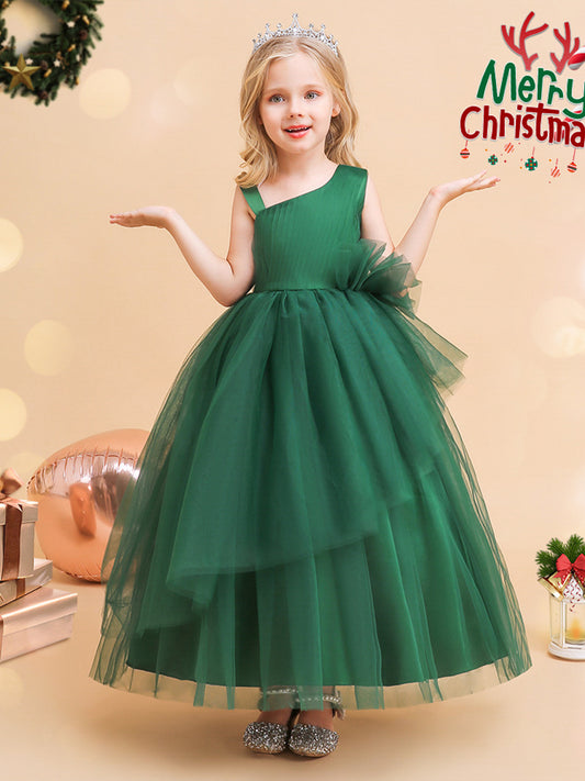 A-Line/Princess Asymmetrical Sleeveless Christmas Dresses for Girls