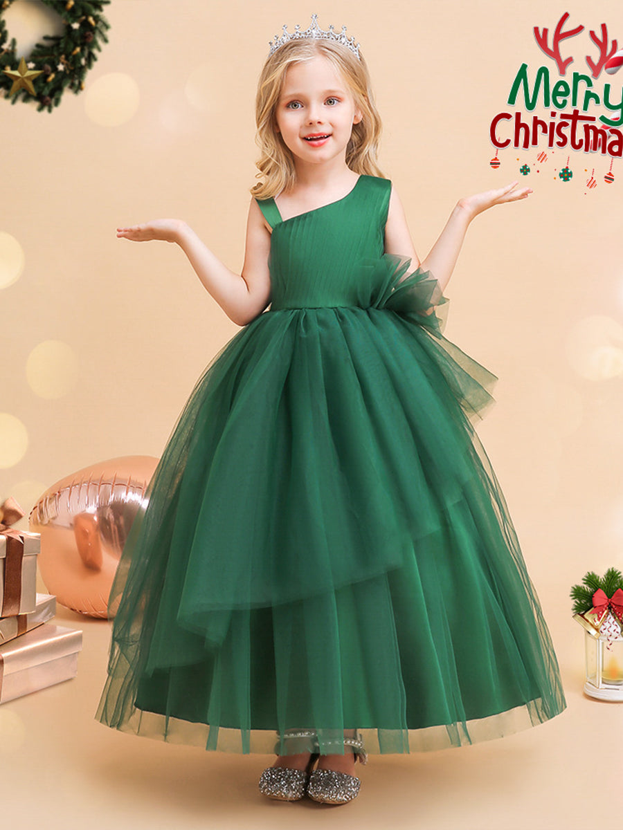 A-Line/Princess Asymmetrical Sleeveless Christmas Dresses for Girls