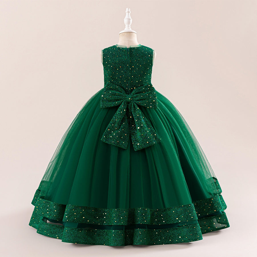 A-Line/Princess Scoop Sleeveless Sequin Christmas Dresses for Girls