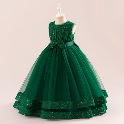 A-Line/Princess Scoop Sleeveless Sequin Christmas Dresses for Girls