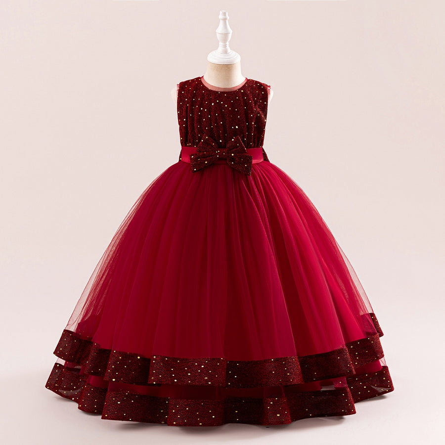 A-Line/Princess Scoop Sleeveless Sequin Christmas Dresses for Girls