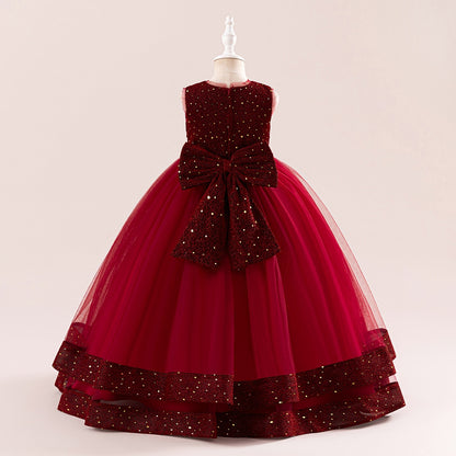 A-Line/Princess Scoop Sleeveless Sequin Christmas Dresses for Girls