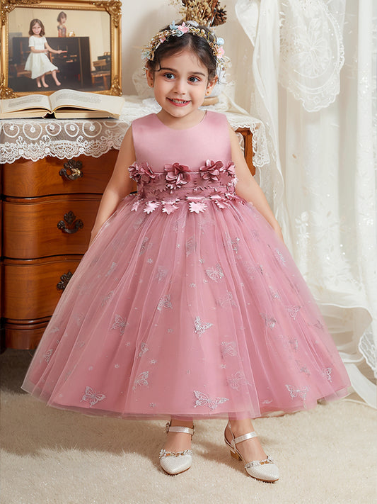 Ball Gown Scoop Sleeveless Flower Girl Dresses with Solid Flowers