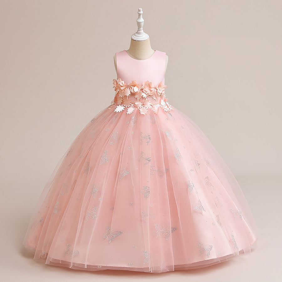 Ball Gown Scoop Sleeveless Flower Girl Dresses with Solid Flowers