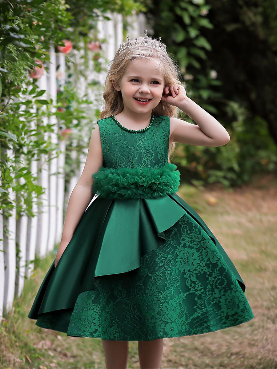 Ball Gown Scoop Sleeveless Flower Girl Dresses with Sash