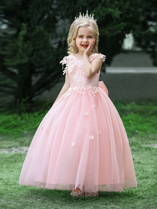 Ball Gown Scoop Sleeveless Flower Girl Dresses with Applique