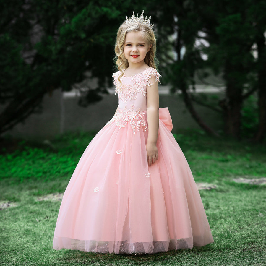 Ball Gown Scoop Sleeveless Flower Girl Dresses with Applique