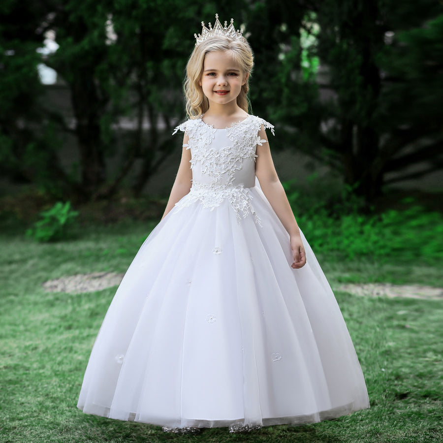 Ball Gown Scoop Sleeveless Flower Girl Dresses with Applique