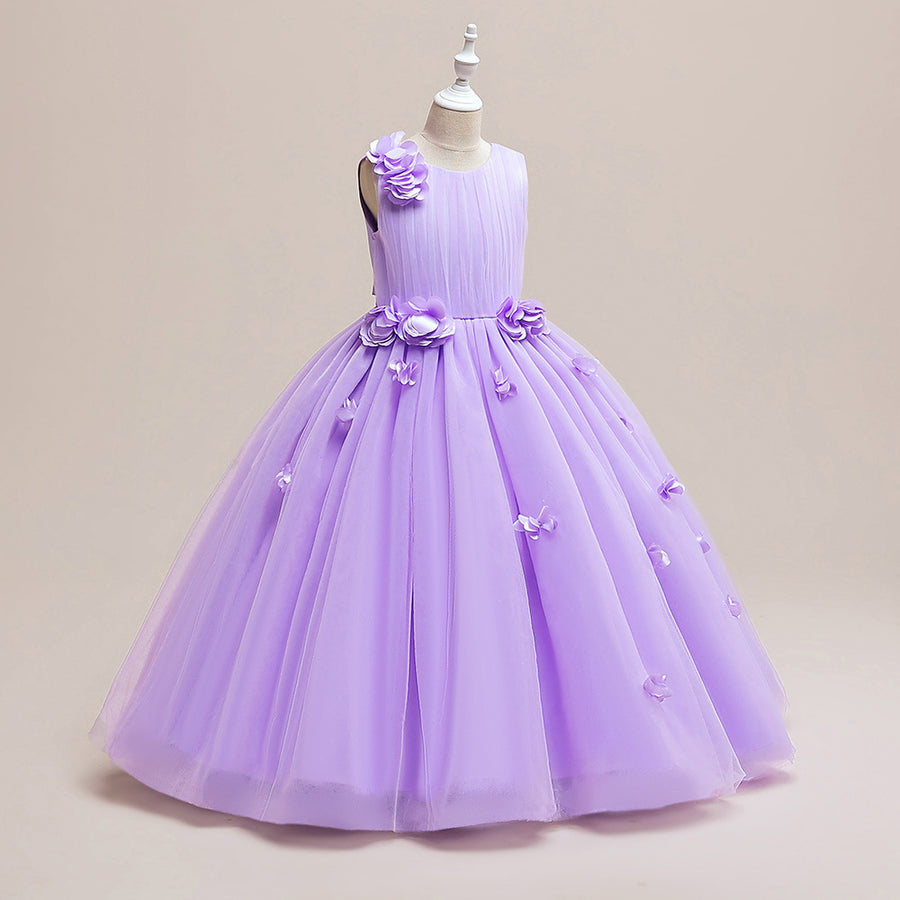 Ball Gown Scoop Sleeveless Flower Girl Dresses with Solid Flower