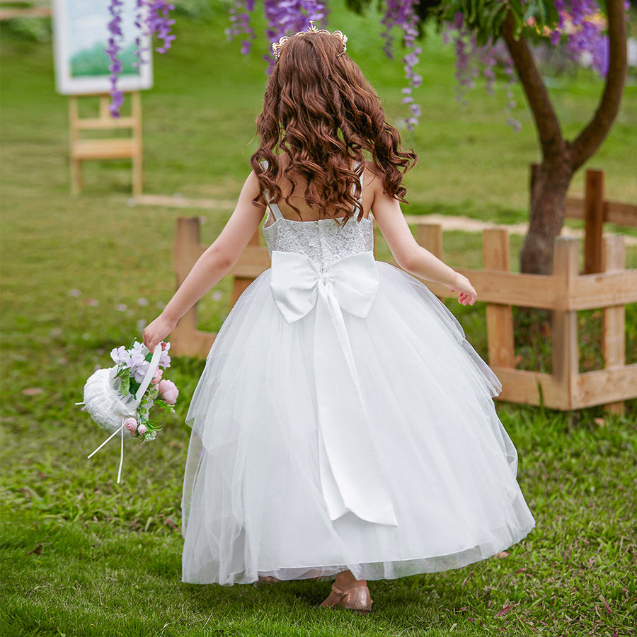 Ball Gown Scoop Sleeveless Flower Girl Dresses with Applique