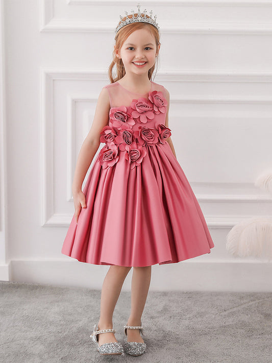 Ball Gown Scoop Sleeveless Flower Girl Dresses with Solid Flowers