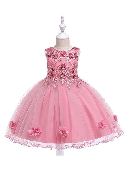 Ball Gown Scoop Sleeveless Flower Girl Dresses with Solid Flowers