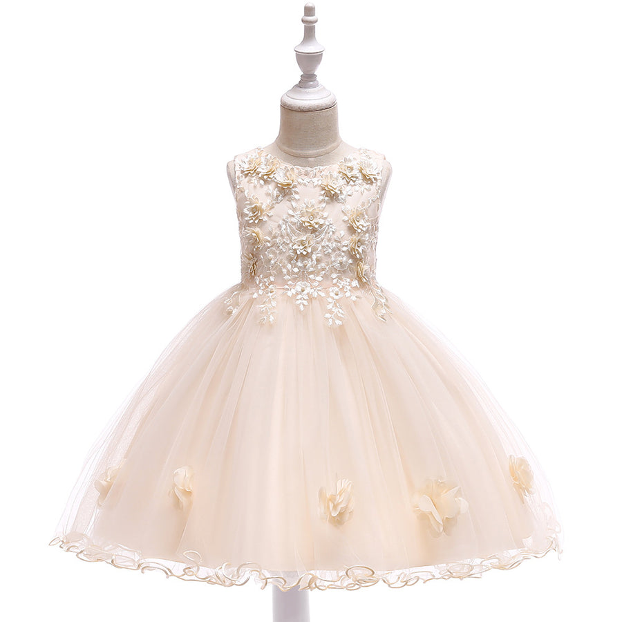 Ball Gown Scoop Sleeveless Flower Girl Dresses with Solid Flowers