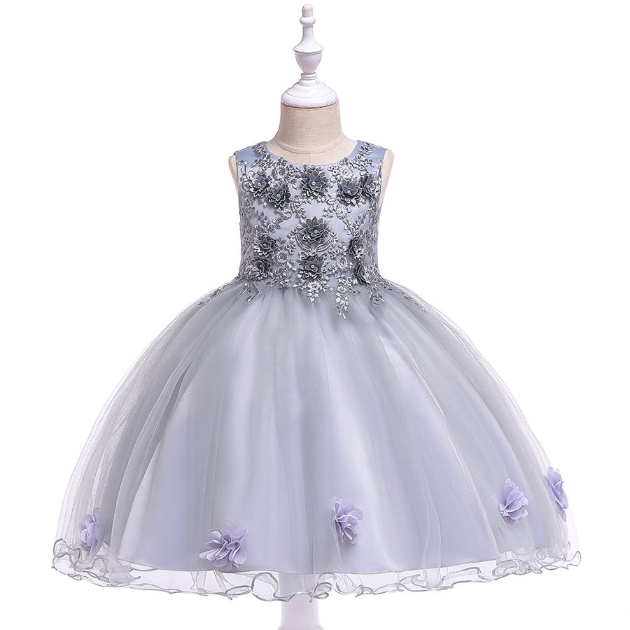 Ball Gown Scoop Sleeveless Flower Girl Dresses with Solid Flowers