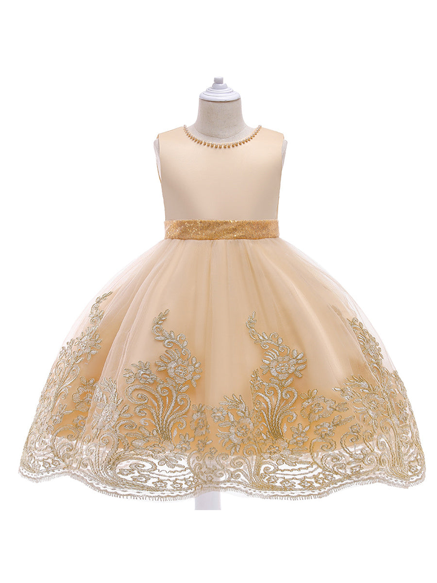 Ball Gown Scoop Sleeveless Flower Girl Dresses with Beading