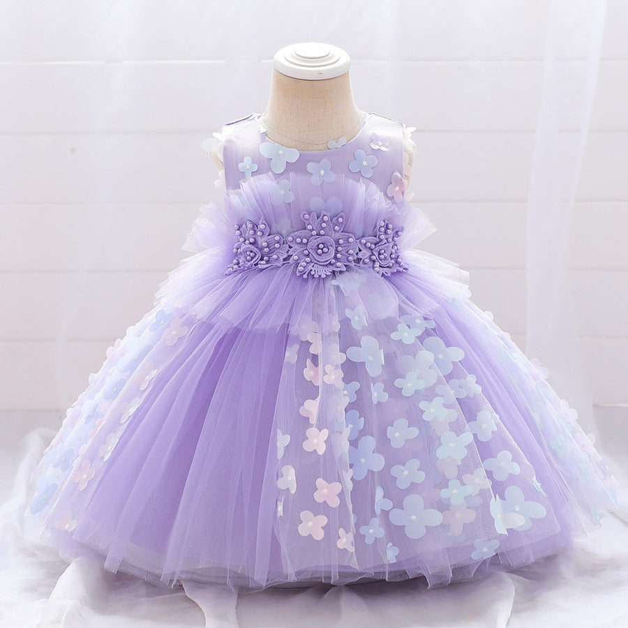 Ball Gown Scoop Sleeveless Flower Girl Dresses with Beading