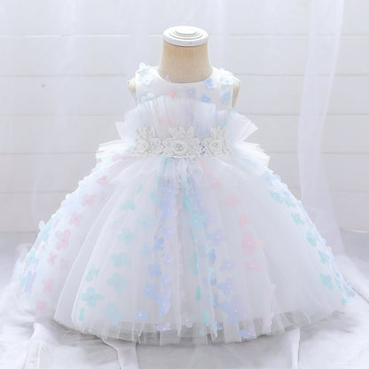 Ball Gown Scoop Sleeveless Flower Girl Dresses with Beading