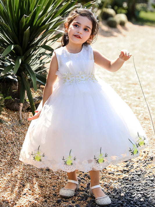 Ball Gown Scoop Sleeveless Flower Girl Dresses with Beading