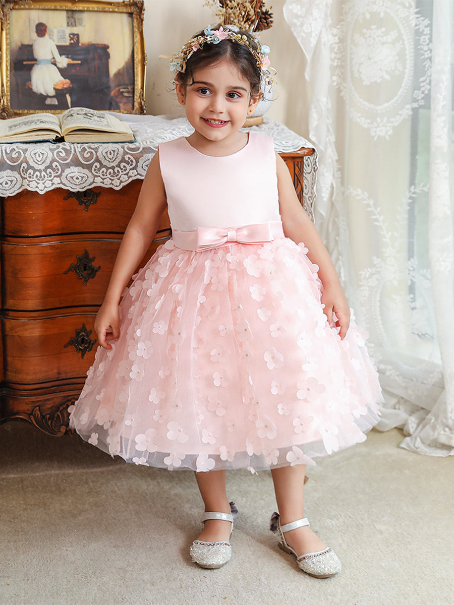 Ball Gown Scoop Sleeveless Flower Girl Dresses with Solid Flowers