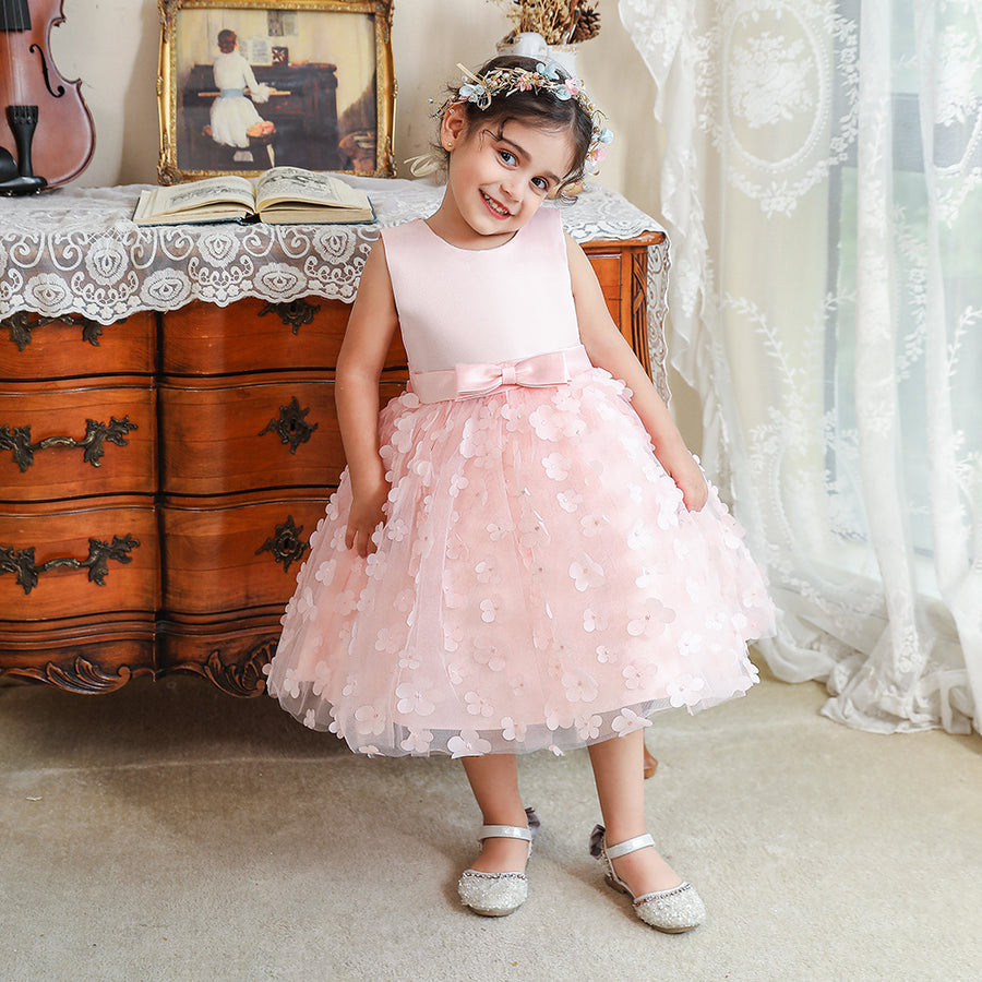 Ball Gown Scoop Sleeveless Flower Girl Dresses with Solid Flowers