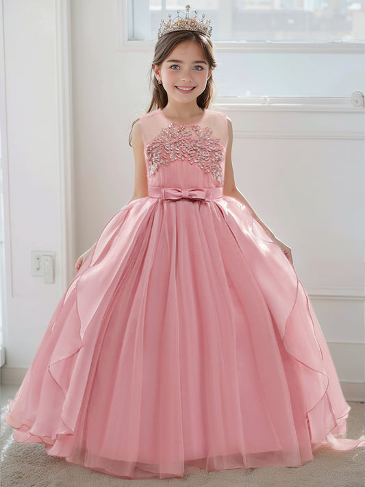 Ball Gown Scoop Sleeveless Flower Girl Dresses with Ruffles