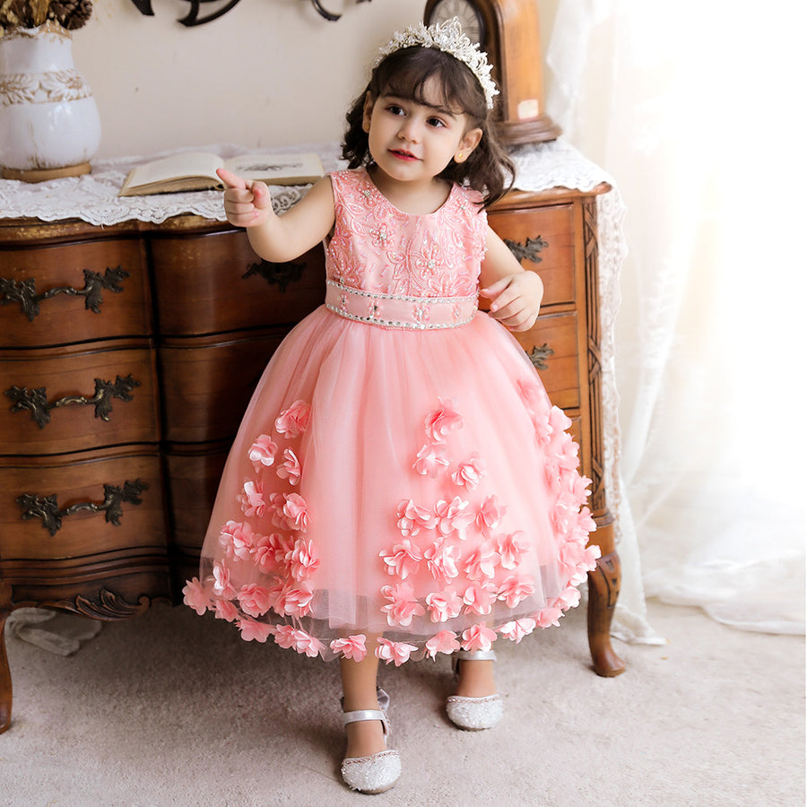 Ball Gown Scoop Sleeveless Flower Girl Dresses with Beading