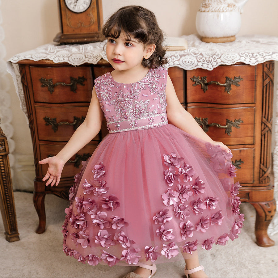 Ball Gown Scoop Sleeveless Flower Girl Dresses with Beading