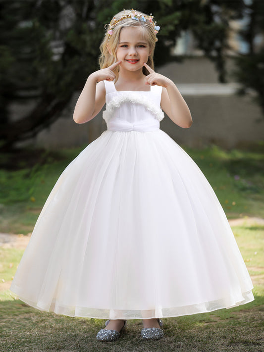 Ball Gown Scoop Sleeveless Flower Girl Dresses with Solid Flowers