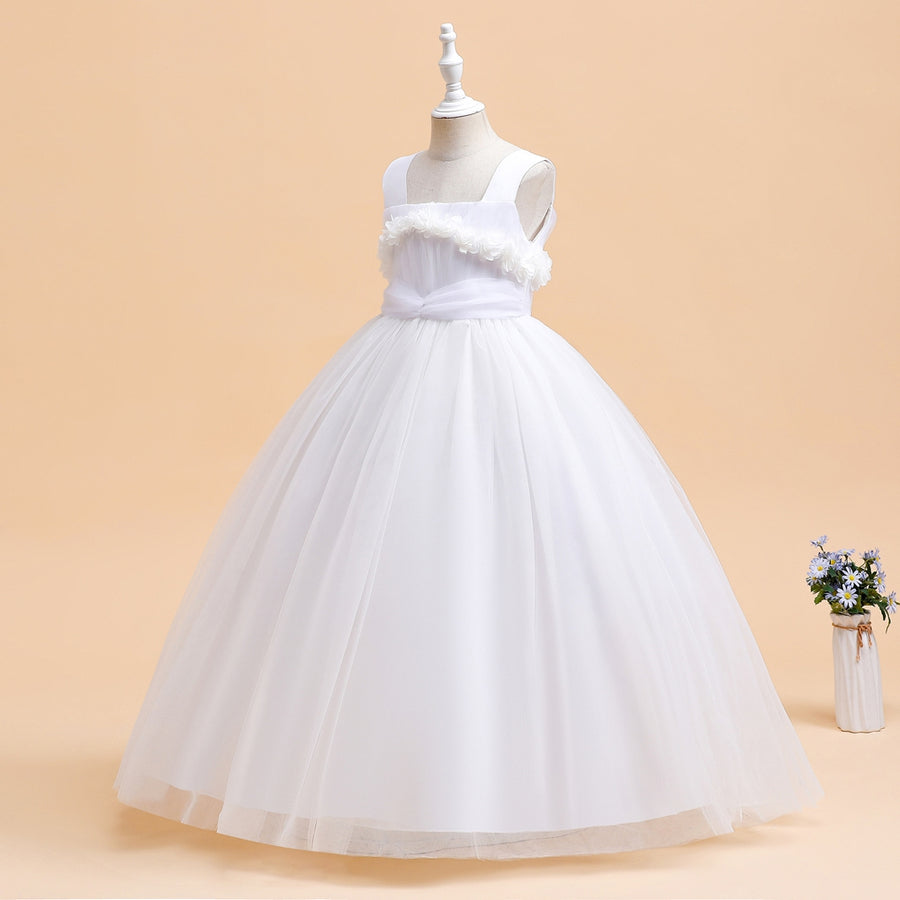 Ball Gown Scoop Sleeveless Flower Girl Dresses with Solid Flowers