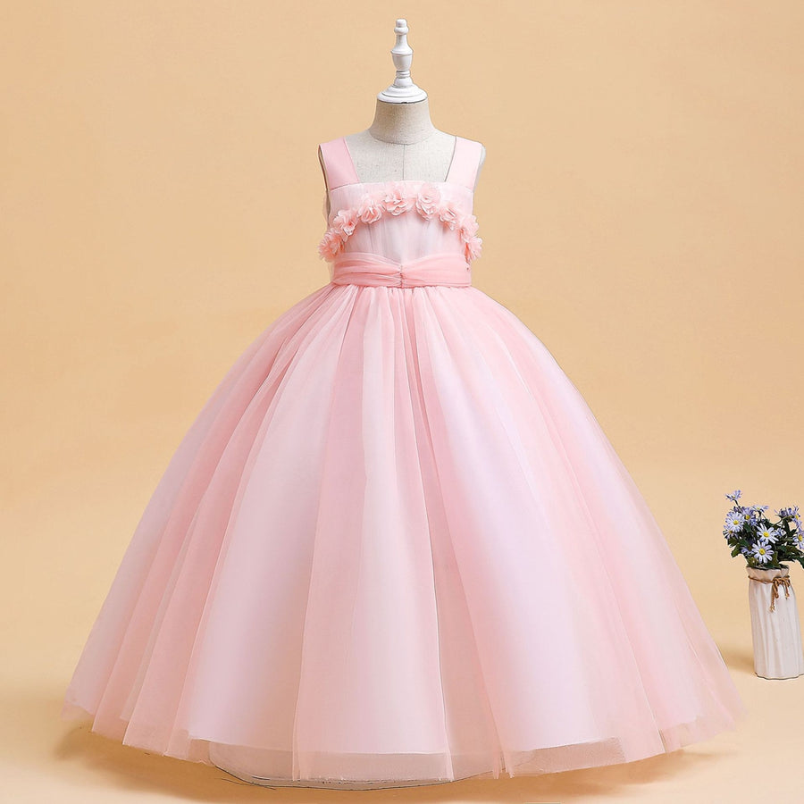 Ball Gown Scoop Sleeveless Flower Girl Dresses with Solid Flowers