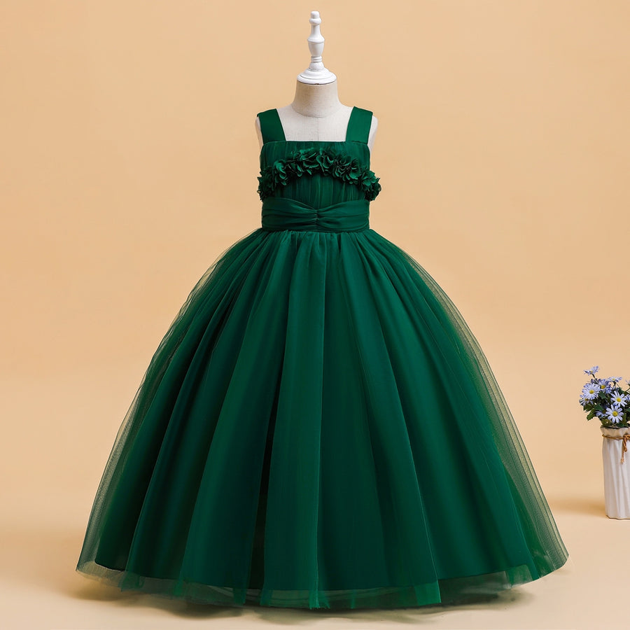 Ball Gown Scoop Sleeveless Flower Girl Dresses with Solid Flowers