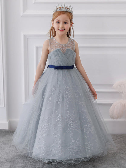 Ball Gown Scoop Sleeveless Flower Girl Dresses with Bow Knot