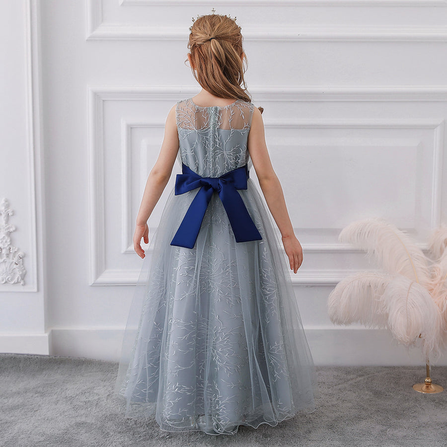 Ball Gown Scoop Sleeveless Flower Girl Dresses with Bow Knot