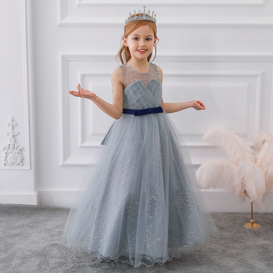 Ball Gown Scoop Sleeveless Flower Girl Dresses with Bow Knot