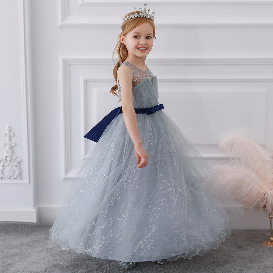 Ball Gown Scoop Sleeveless Flower Girl Dresses with Bow Knot