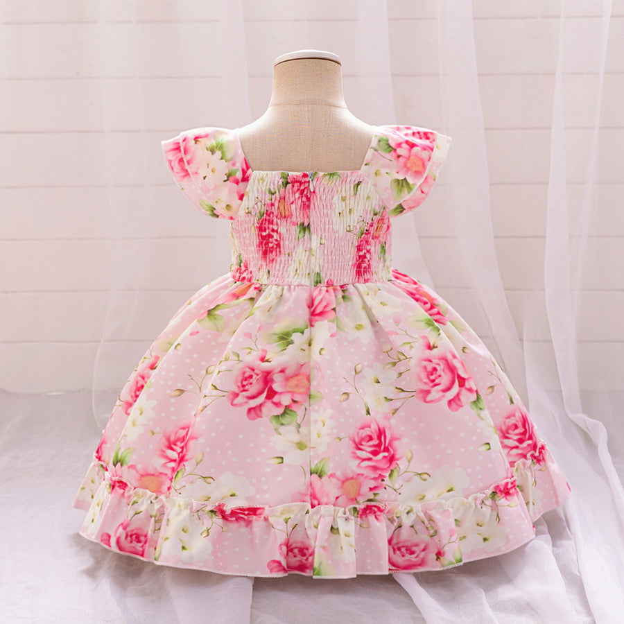 Ball Gown Square Neck Short Sleeves Flower Girl Dresses with Ruched