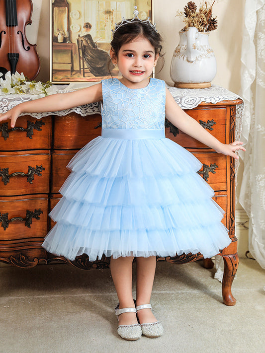 Ball Gown Scoop Sleeveless Flower Girl Dresses with Tiered