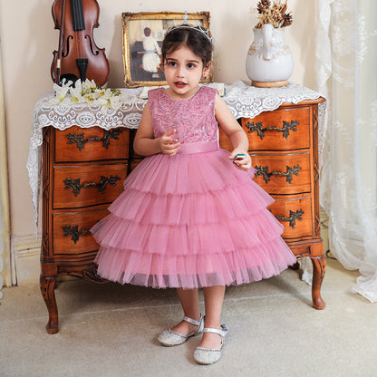 Ball Gown Scoop Sleeveless Flower Girl Dresses with Tiered