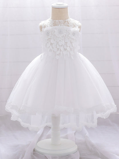 Ball Gown Scoop Sleeveless Flower Girl Dresses with Solid Flowers