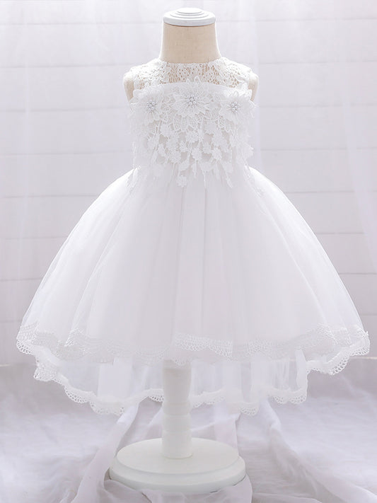 Ball Gown Scoop Sleeveless Flower Girl Dresses with Solid Flowers