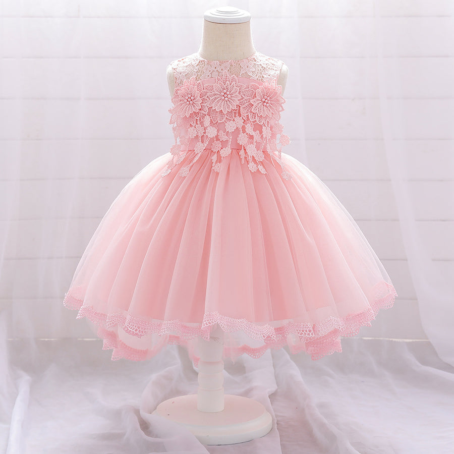 Ball Gown Scoop Sleeveless Flower Girl Dresses with Solid Flowers